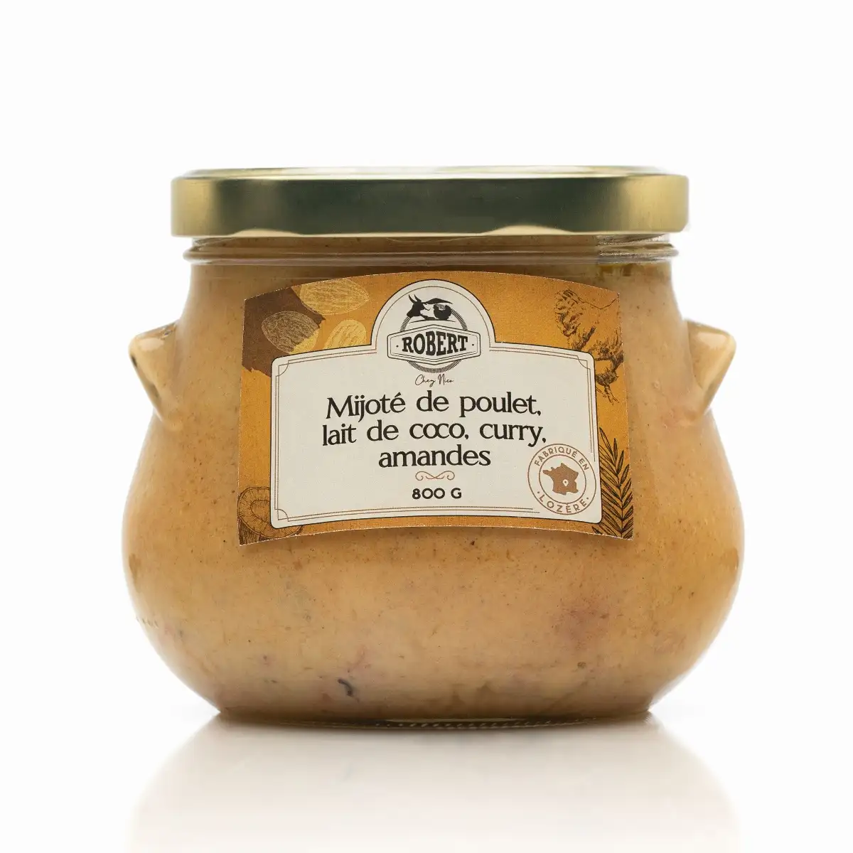 Mijoté de poulet, lait de coco, curry, amandes